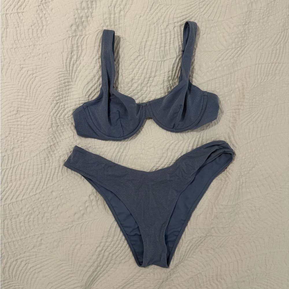 American Eagle Outfitters sparkly blue bikini set